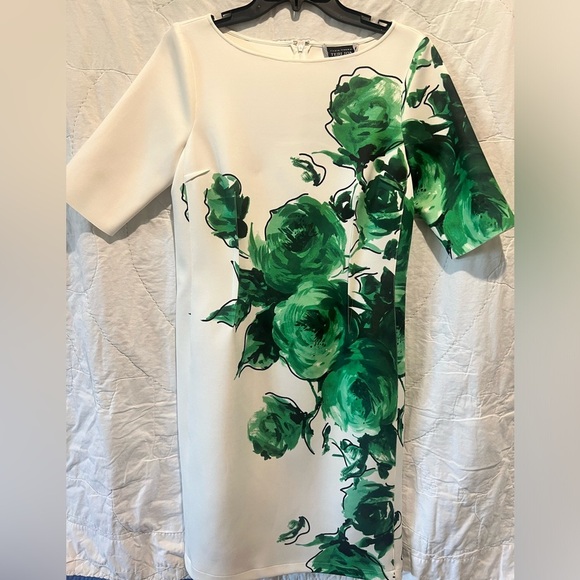 Rickie Freeman Terri Jon - Green Floral Dress Sz10 - Picture 2 of 12